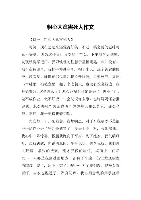 粗心大意害死人作文