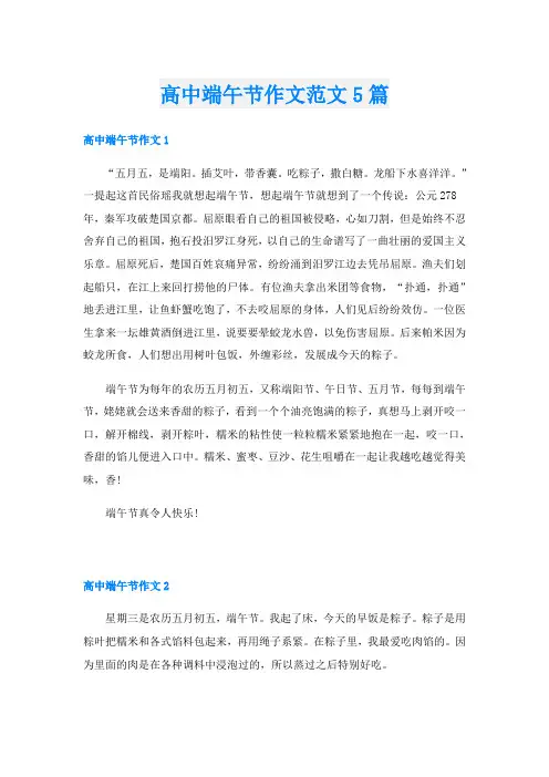 高中端午节作文范文5篇