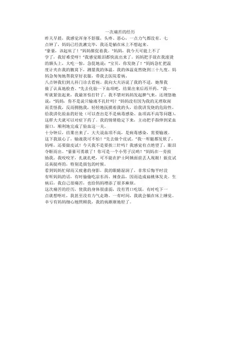 一次痛苦的经历_小学作文