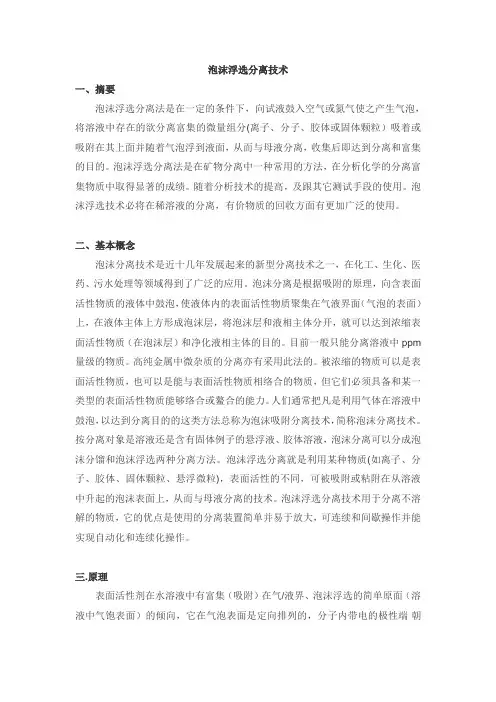 泡沫浮选分离介绍