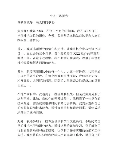 个人三述报告