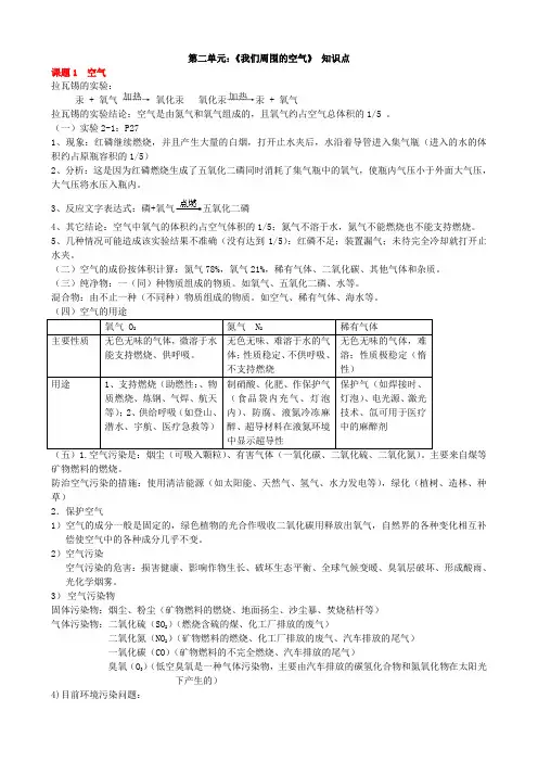 人教版九年级化学第二单元知识点详解