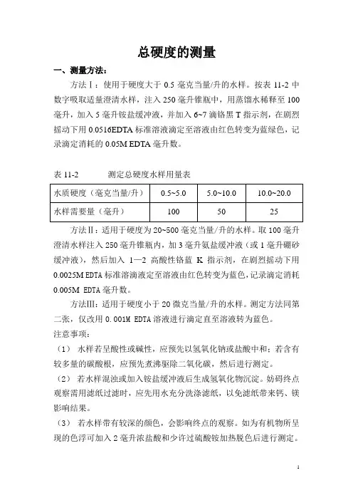 水处理总硬度的测量