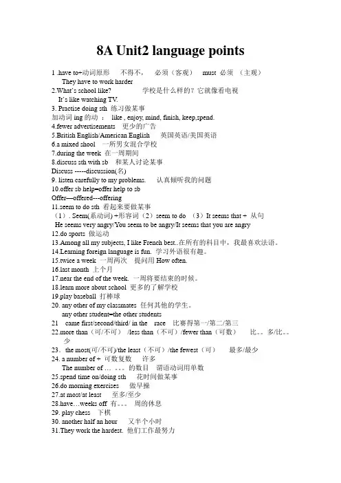 [译林版]8A Unit2 language points知识点