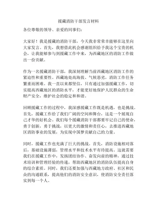 援藏消防干部发言材料