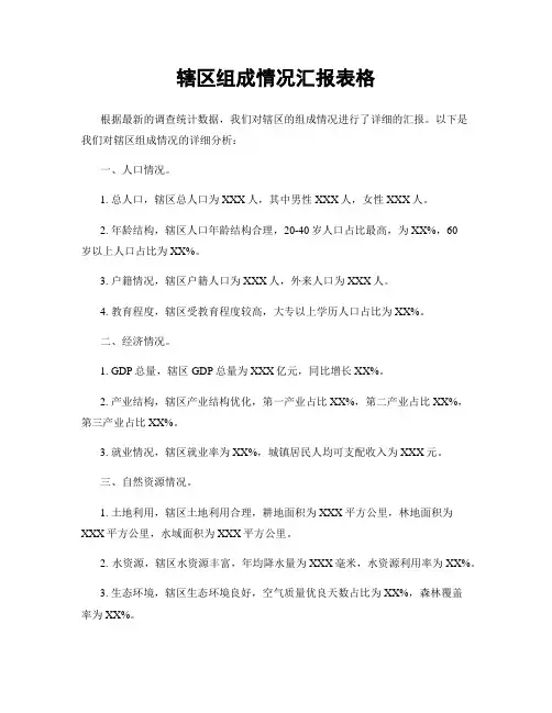 辖区组成情况汇报表格