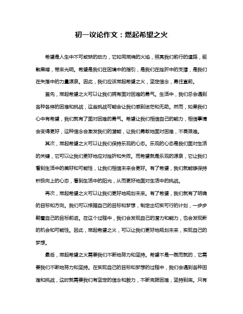 初一议论作文：燃起希望之火
