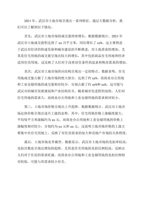 武汉市土地市场2024年大数据分析20248