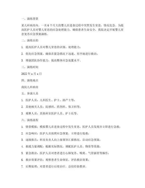 婴儿窒息复苏应急预案演练