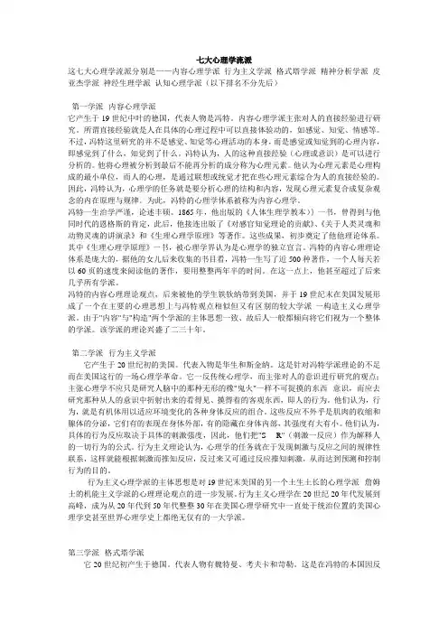 七大心理学流派