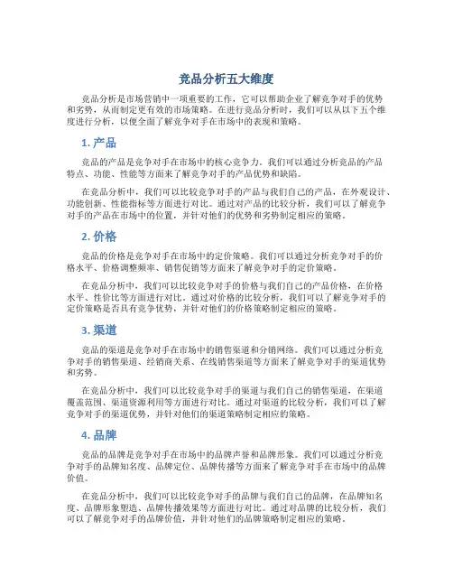 竞品分析五大维度
