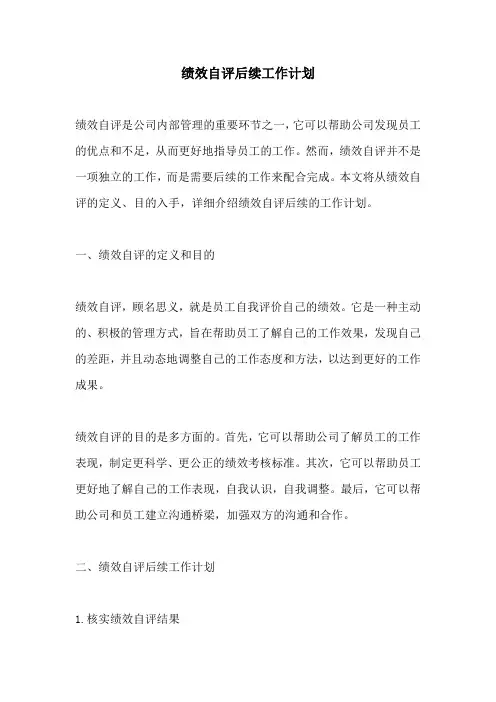 绩效自评后续工作计划