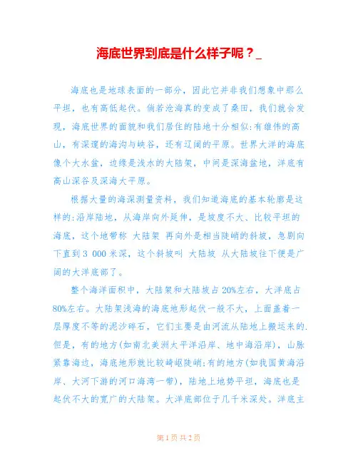 海底世界到底是什么样子呢？_