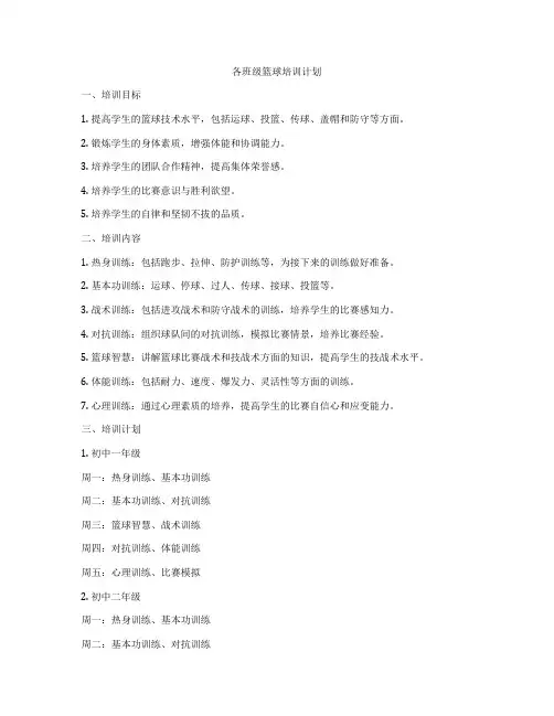 各班级篮球培训计划