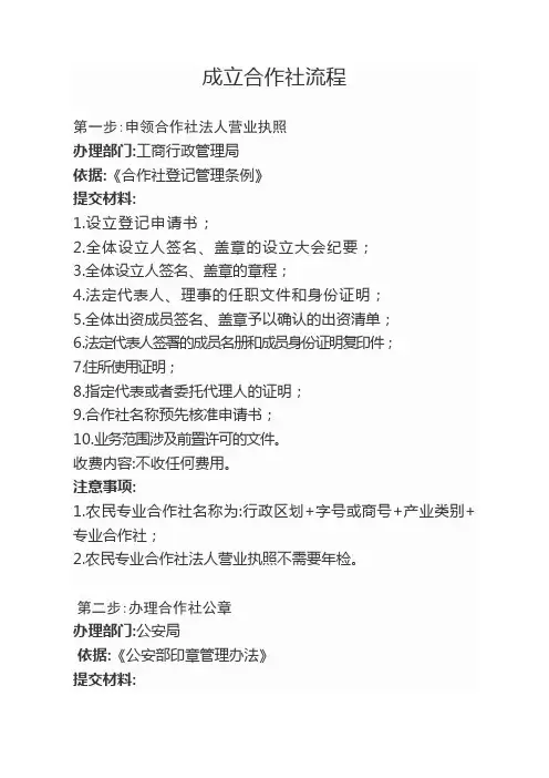 成立合作社流程