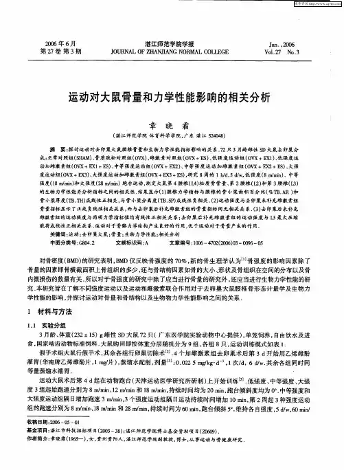 运动对大鼠骨量和力学性能影响的相关分析