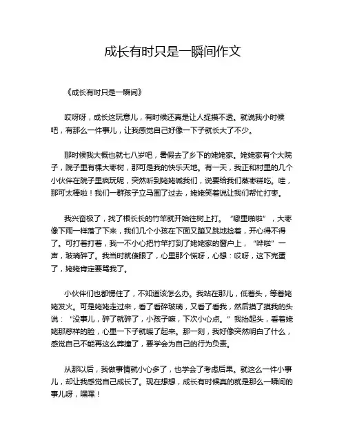 成长有时只是一瞬间作文