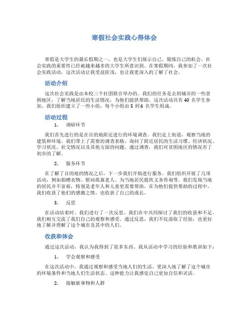 寒假社会实践心得体会(3000字)