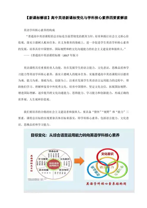 【新课标解读】高中英语新课标变化与学科核心素养四要素解读