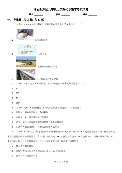 龙岩新罗区九年级上学期化学期末考试试卷