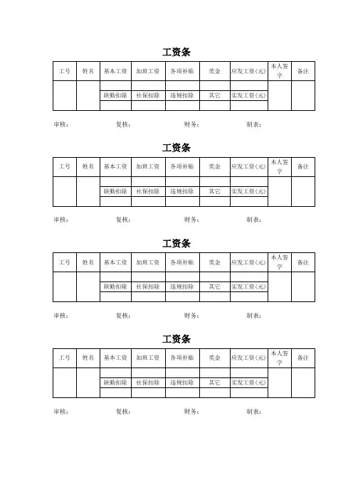 工资条模板(可打印)