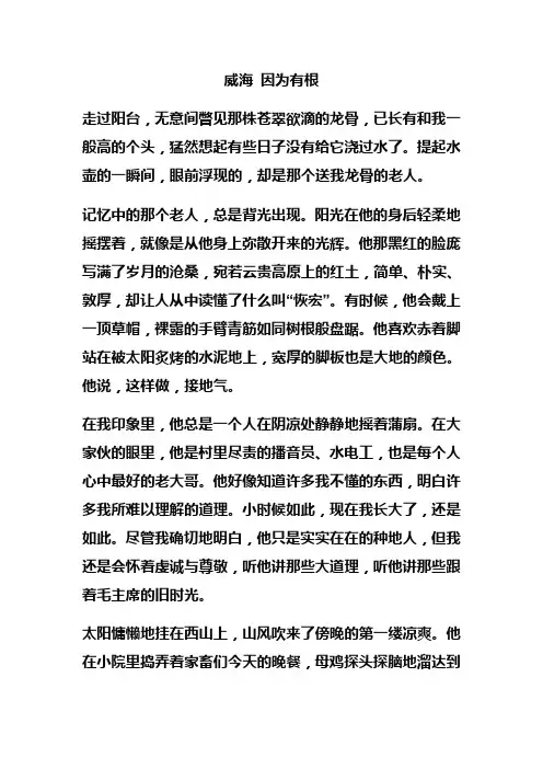 2015中考满分作文山东