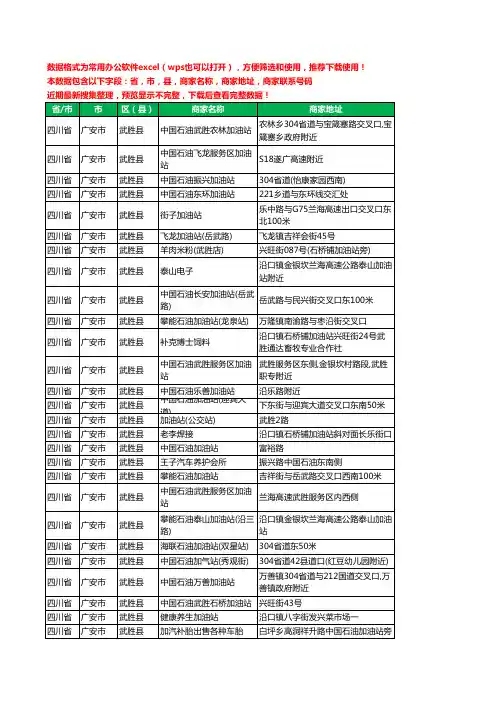 2020新版四川省广安市武胜县加油站服务工商企业公司商家名录名单联系电话号码地址大全37家