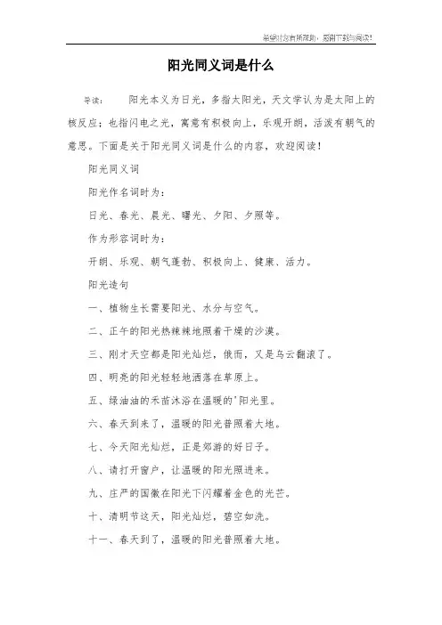 阳光同义词是什么