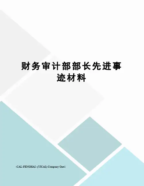 财务审计部部长先进事迹材料