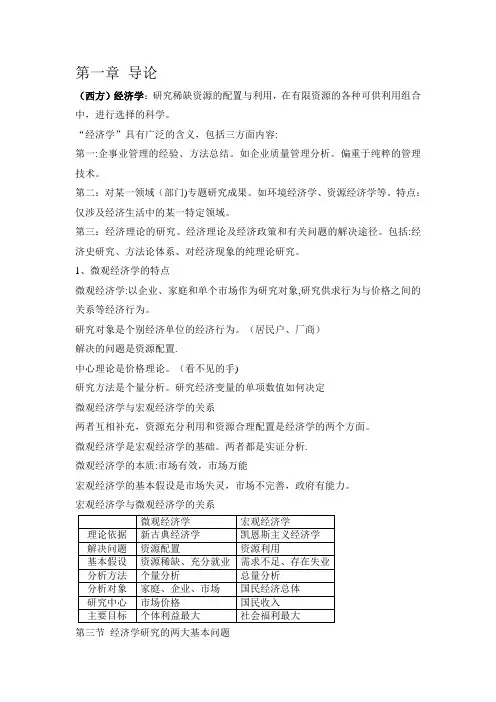 微观经济学(总结)