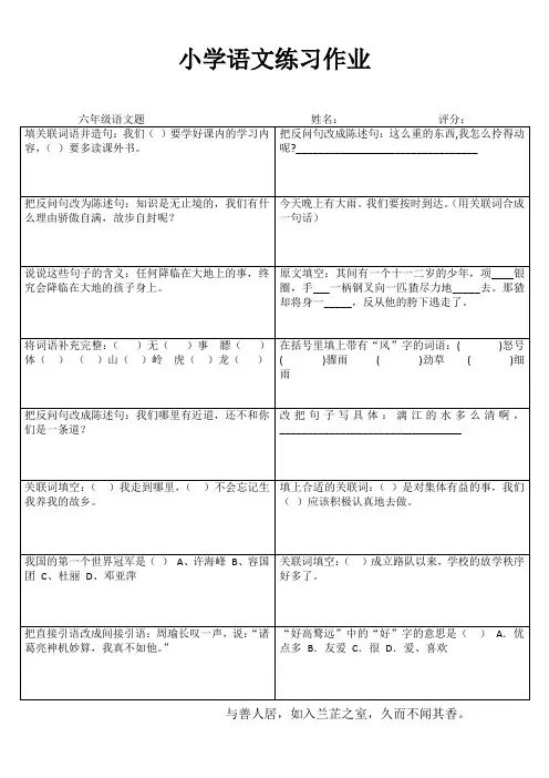 小学六年级语文拓展训练III (64)