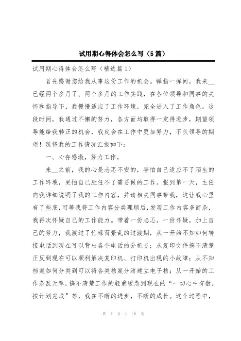 试用期心得体会怎么写(5篇)