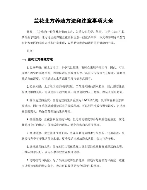 兰花北方养殖方法和注意事项大全