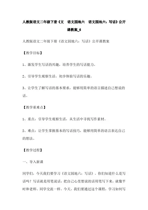 人教版语文二年级下册《文  语文园地六  语文园地六：写话》公开课教案_6