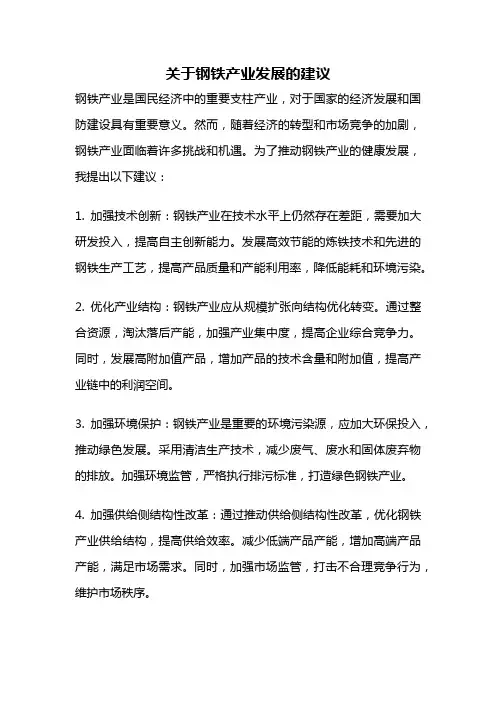 关于钢铁产业发展的建议