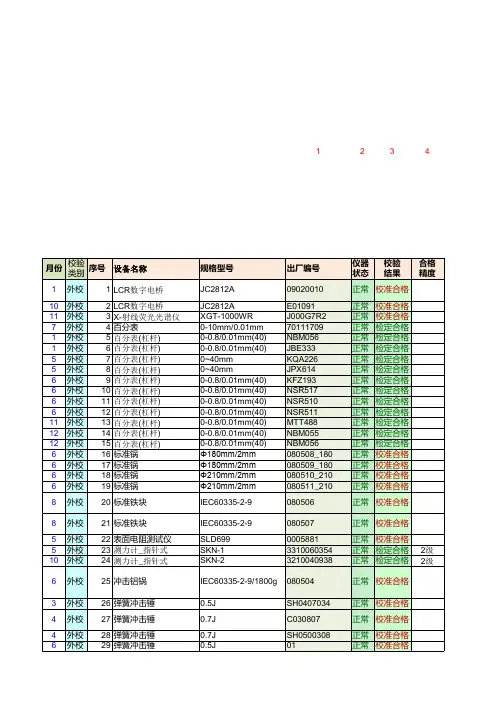 Excel模板_计量器具过程台账