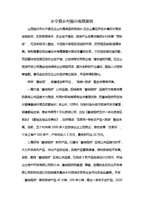乡宁县乡村振兴电商案例