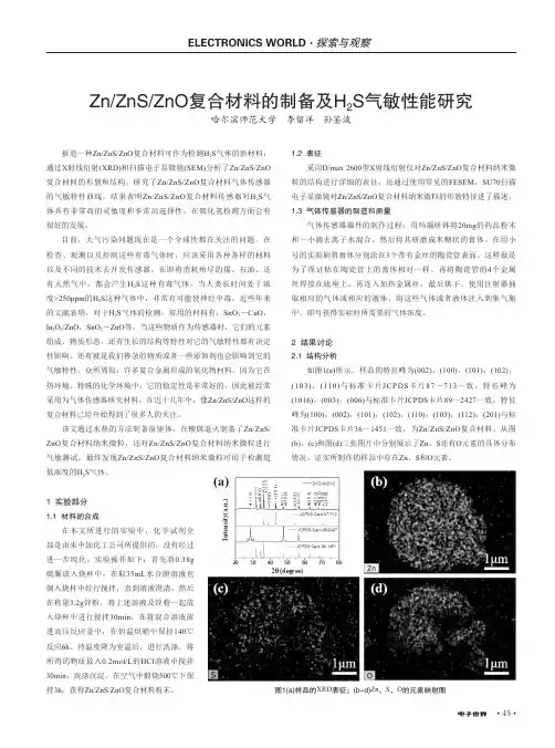 ZnZnSZnO复合材料的制备及H_2S气敏性能研究