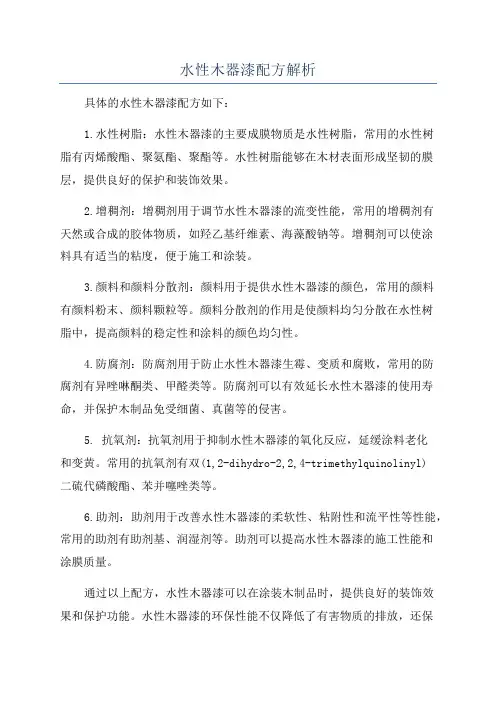 水性木器漆配方解析