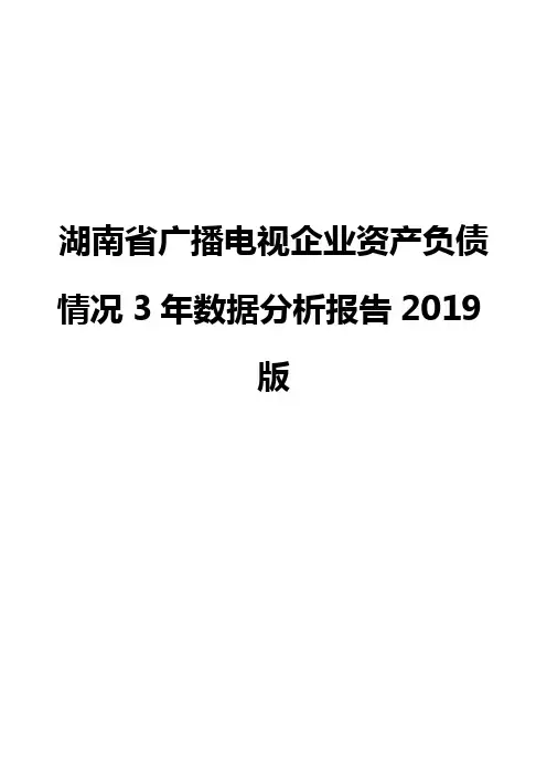 湖南省广播电视企业资产负债情况3年数据分析报告2019版
