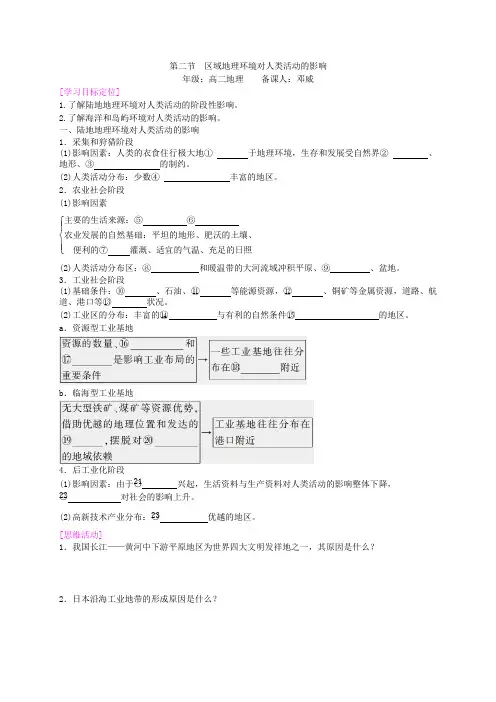 区域地理环境对人类活动的影响