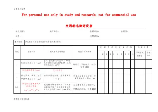 交通标志评定表