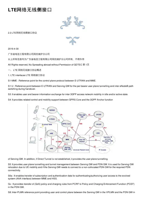 LTE网络无线侧接口