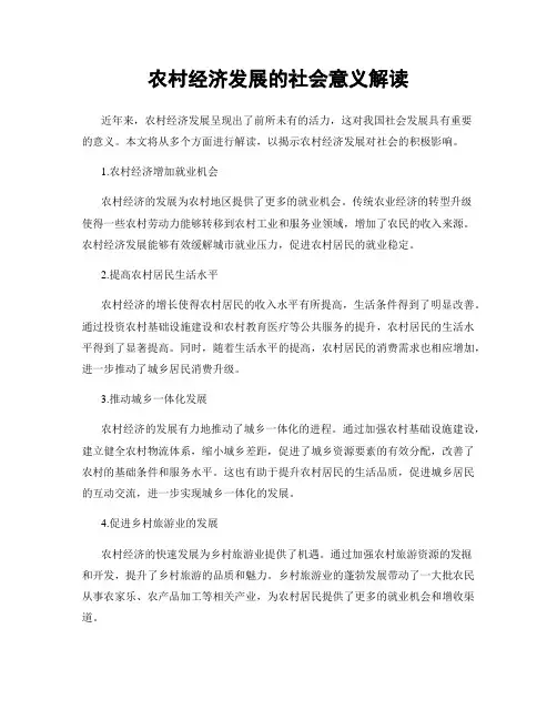 农村经济发展的社会意义解读