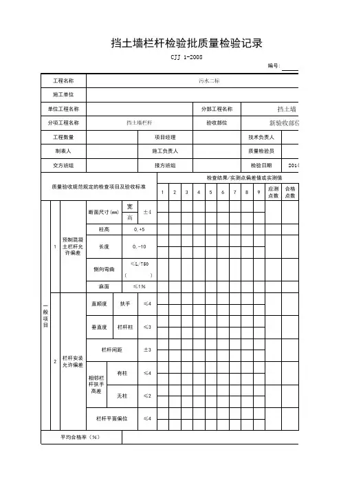 挡土墙检验批质量验收记录 (2)精选全文完整版