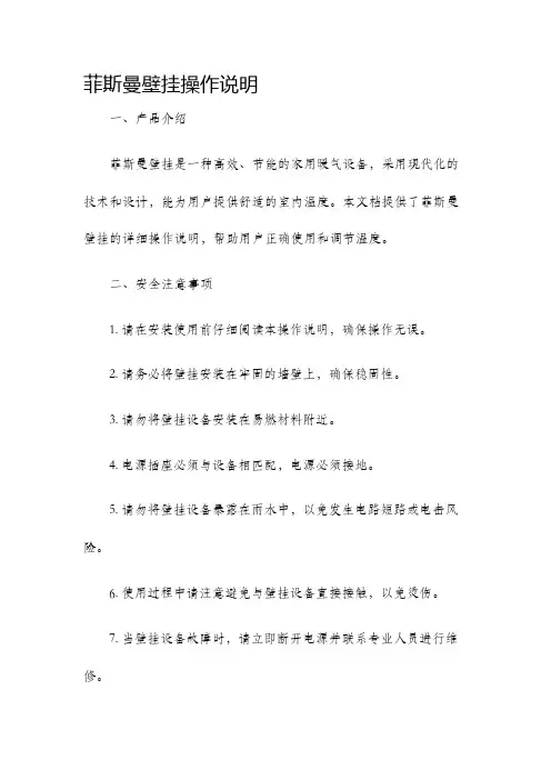 菲斯曼壁挂操作说明