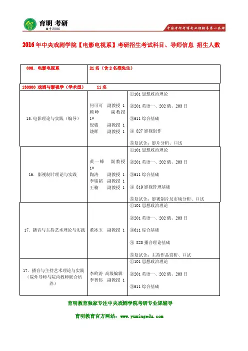 2016年中央戏剧学院【电影电视系】播音与主持艺术理论与实践考研官方参考书目及答案解析 考试大纲