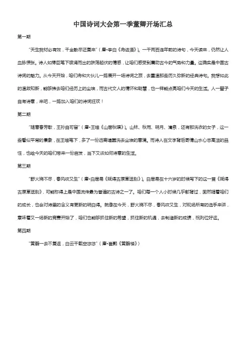 中国诗词大会第一季第二季董卿开场词