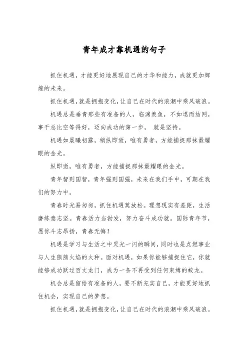 青年成才靠机遇的句子