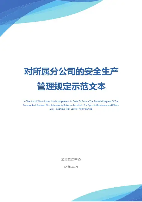 对所属分公司的安全生产管理规定示范文本